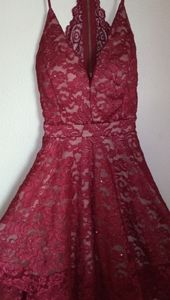 XS open-back red dress